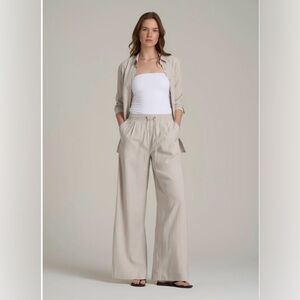 NWT American Tall Relaxed Pull On Pants Small Tall Light Biege Wide Leg